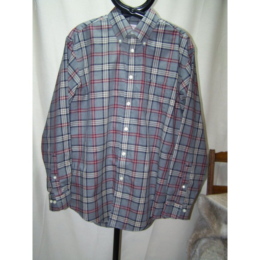 Brooks Brothers men's Shirt Dress Madison Medium Gray Plaid